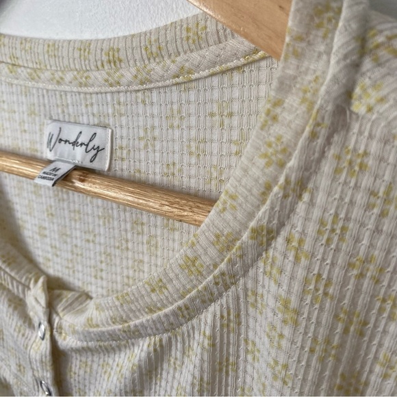 Wonderly Yellow Patterned Henley Cottagecore Shirt size M - Picture 4 of 5